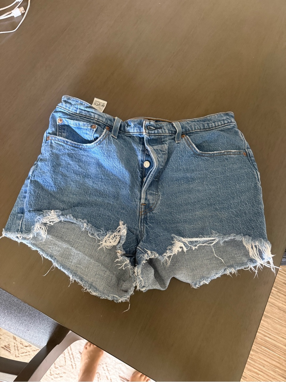 Levi's Distressed Light Blue Denim Cutoff Shorts